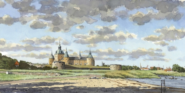Reproducerad akvarell/giclée - Kalmar Slott
